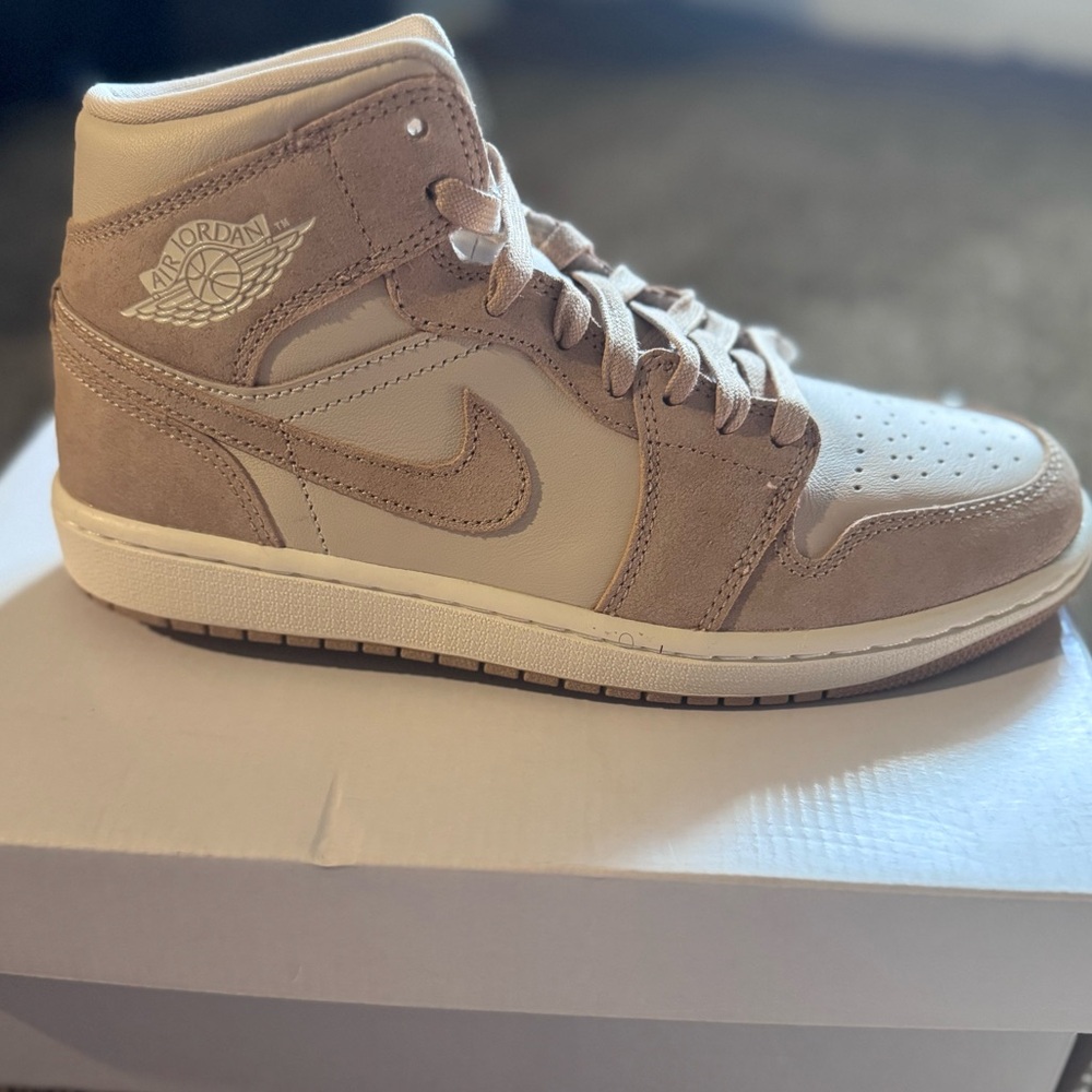 Nike Air Jordan High-Top Sneakers in Beige and Cream
